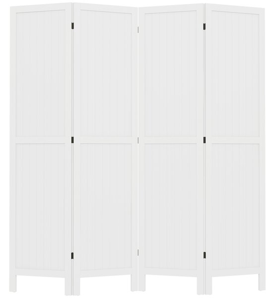 HOMCOM Paravento in legno separatore di ambienti divisorio interno pieghevole a 4 pannelli in legno 160 x 170 cm bianco
