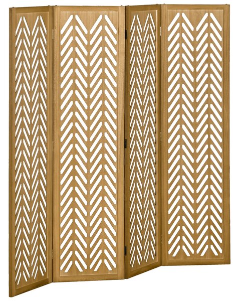 HOMCOM Paravent in legno traforato separatore di ambienti interni pieghevole a 4 pannelli in legno 160 x 170 cm naturale