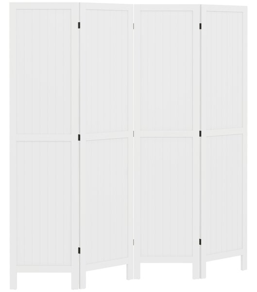 HOMCOM Paravento in legno separatore di ambienti divisorio interno pieghevole a 4 pannelli in legno 160 x 170 cm bianco
