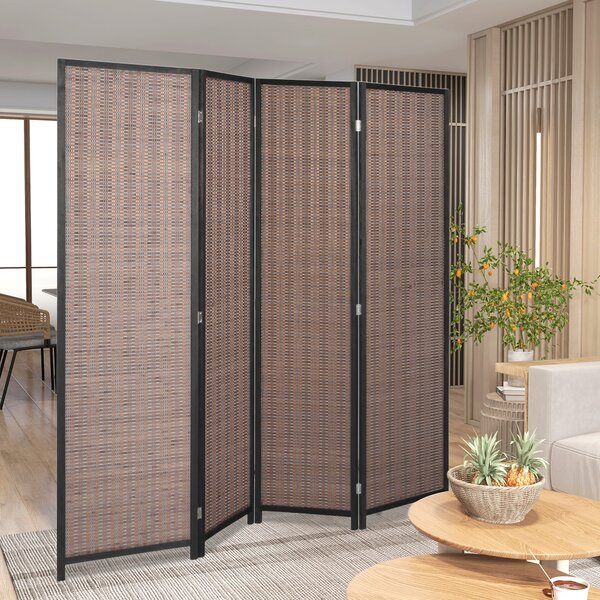 HOMCOM Paravento in legno separatore di ambienti cloison de séparation pieghevole 4 pannelli 180 x 180 cm marrone