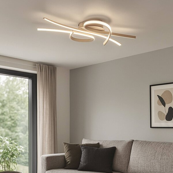 FISCHER & HONSEL Plafoniera a LED Biba, dimmerabile, Crema / Ambra, Soggiorno / Sala da pranzo, Metallo, Moderno, Plafoniera LED