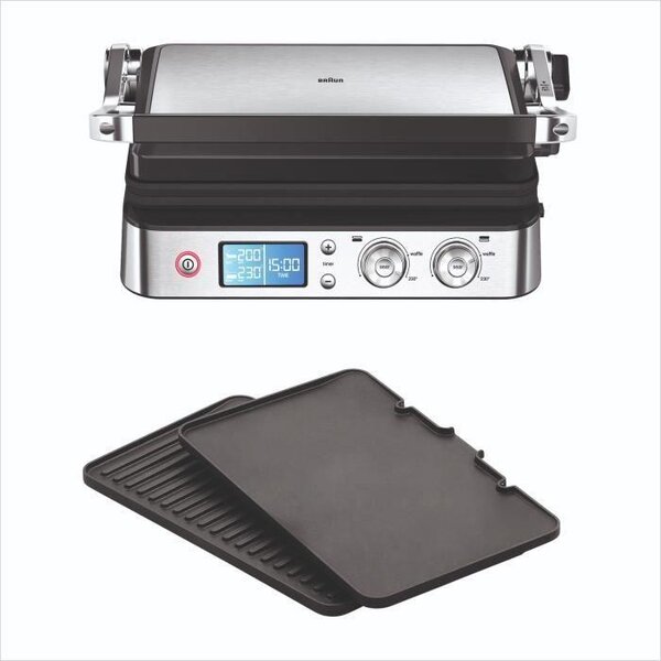 Griglia multifunzione, BRAUN Multi Grill 9, 2000 W, 3 livelli di riscaldamento, nero/acciaio inossidabile
