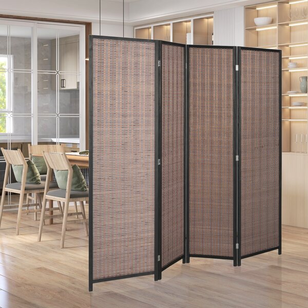 HOMCOM Paravento in legno separatore di ambienti cloison de séparation pieghevole 4 pannelli 180 x 180 cm marrone