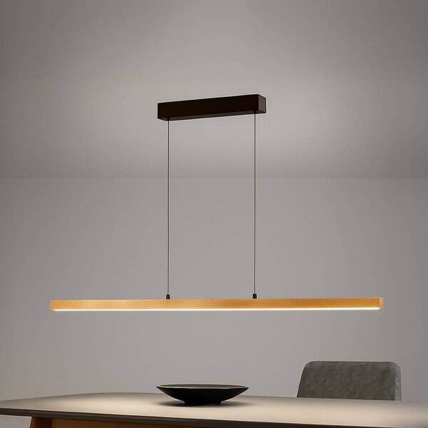 FISCHER & HONSEL Lampada a sospensione Shine-Wood, dimmerabile, Legno chiaro, Soggiorno / Sala da pranzo, Legno, Lampada a sospensione