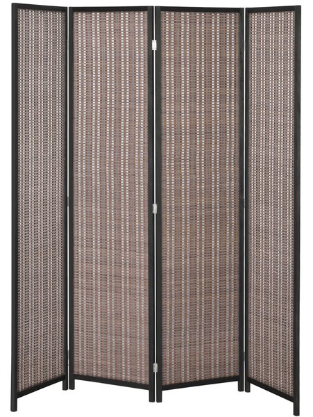 HOMCOM Paravento in legno separatore di ambienti cloison de séparation pieghevole 4 pannelli 180 x 180 cm marrone