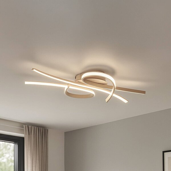 FISCHER & HONSEL Plafoniera a LED Biba, dimmerabile, Crema / Ambra, Soggiorno / Sala da pranzo, Metallo, Moderno, Plafoniera LED