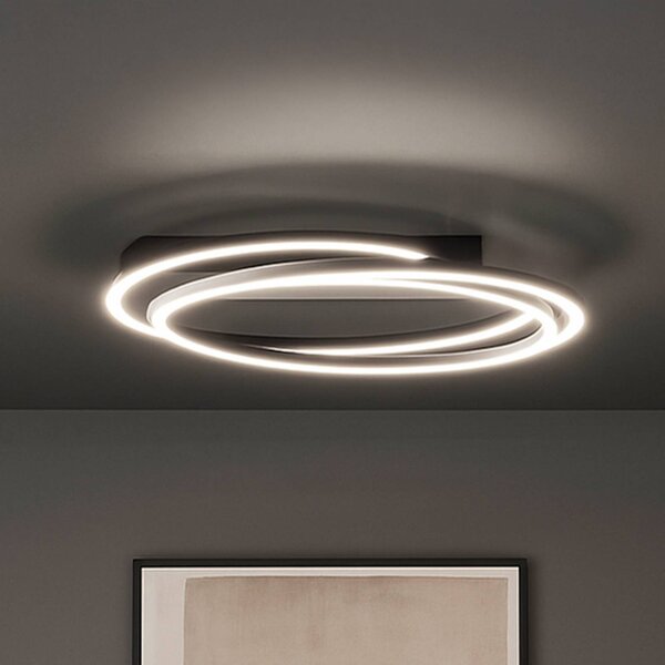 FISCHER & HONSEL Plafoniera a LED Kiku, dimmerabile, Nero, Soggiorno / Sala da pranzo, Metallo, Moderno, Plafoniera LED