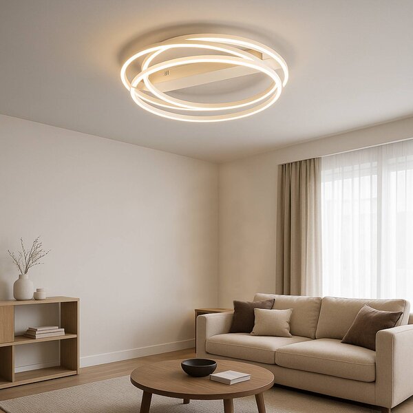 FISCHER & HONSEL Plafoniera a LED Kiku, dimmerabile, Crema / Ambra, Soggiorno / Sala da pranzo, Metallo, Moderno, Plafoniera LED