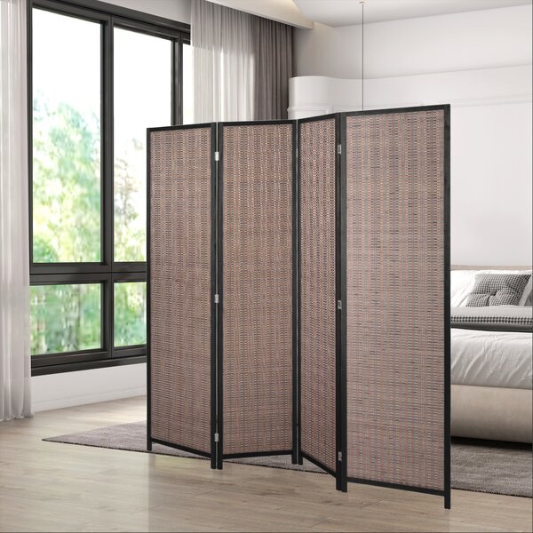 HOMCOM Paravento in legno separatore di ambienti cloison de séparation pieghevole 4 pannelli 180 x 180 cm marrone