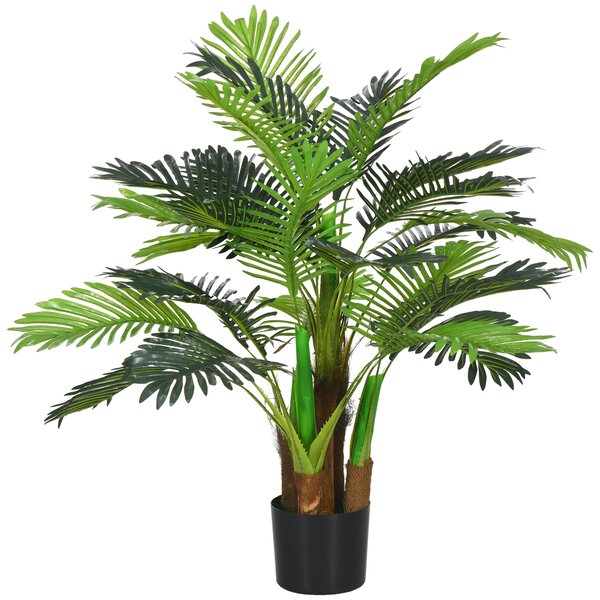HOMCOM Palma Artificiale H.1 m Albero Artificiale Tronco Rami Muschio Foglie Grande realismo Vaso Incluso