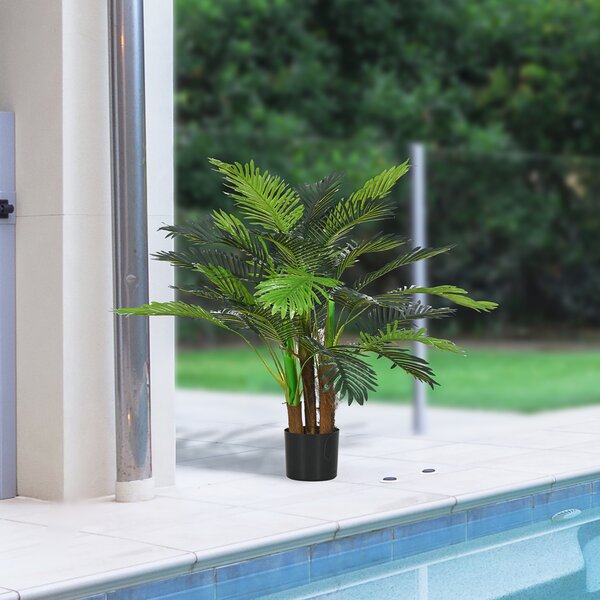 HOMCOM Palma Artificiale H.1 m Albero Artificiale Tronco Rami Muschio Foglie Grande realismo Vaso Incluso