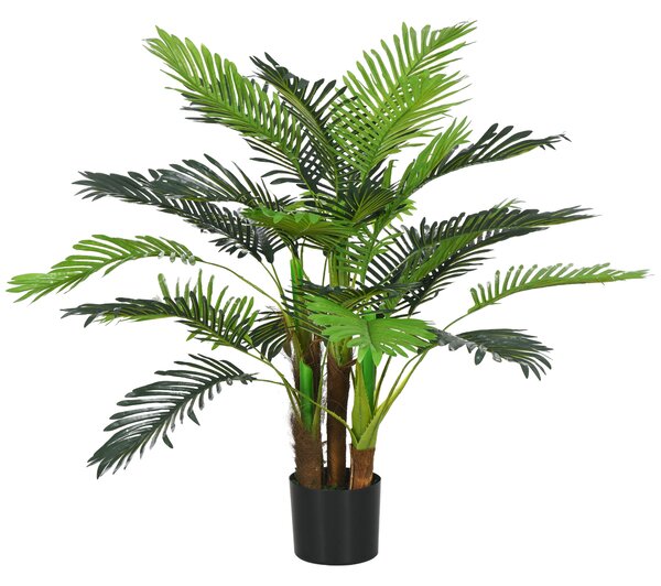HOMCOM Palma Artificiale H.1 m Albero Artificiale Tronco Rami Muschio Foglie Grande realismo Vaso Incluso