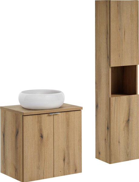 Mobile Bagno Con Lavabo Da Appoggio E Colonna 60 Cm Rovere Coast Evoke