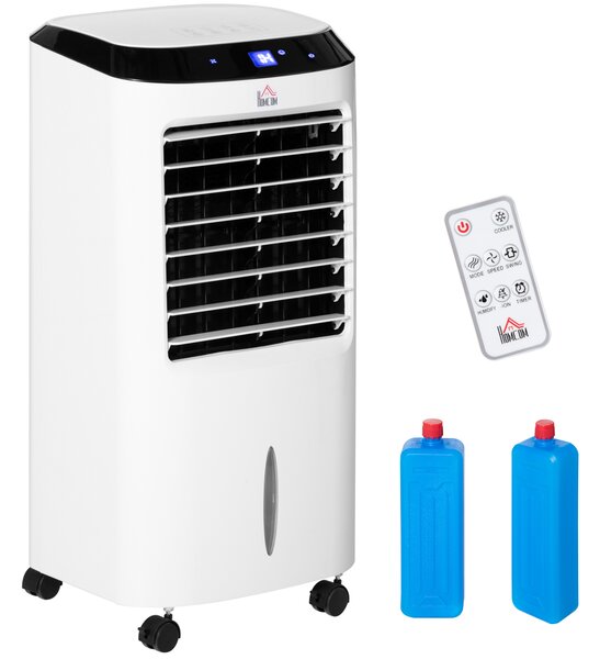 HOMCOM Raffrescatore Evaporativo 4 in 1, Ventilatore, Umidificatore con Ghiaccio e Deumidificatore, e Telecomando, Timer 8 Ore, 60W, Nero | Aosom Italy