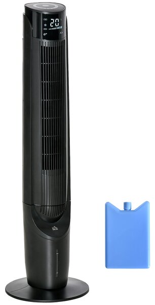 HOMCOM ventilatore colonnina ventilatore tour rinfrescante d'aria 2 in 1 - 4 modalità 3 velocità, telecomando, timer, oscillante - nero