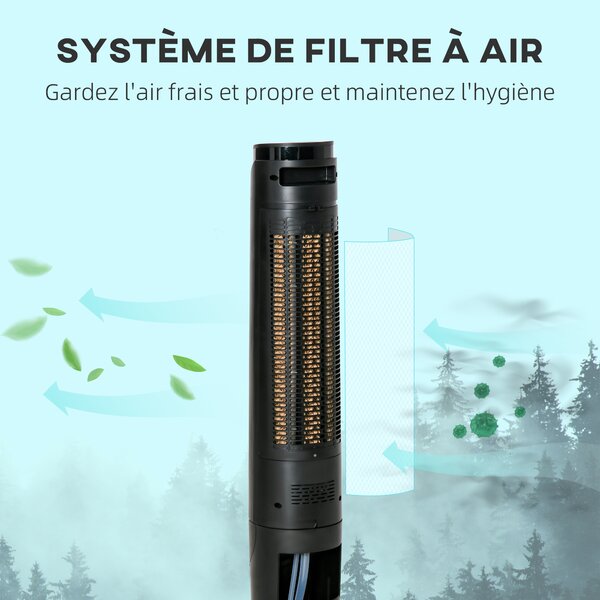 HOMCOM ventilatore colonnina ventilatore tour rinfrescante d'aria 2 in 1 - 4 modalità 3 velocità, telecomando, timer, oscillante - nero