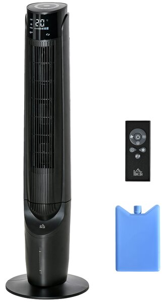 HOMCOM ventilatore colonnina ventilatore tour rinfrescante d'aria 2 in 1 - 4 modalità 3 velocità, telecomando, timer, oscillante - nero