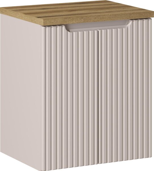 Mobile Da Bagno 50 Cm Con Piano In Rovere Cashmere Scanalato Moderno