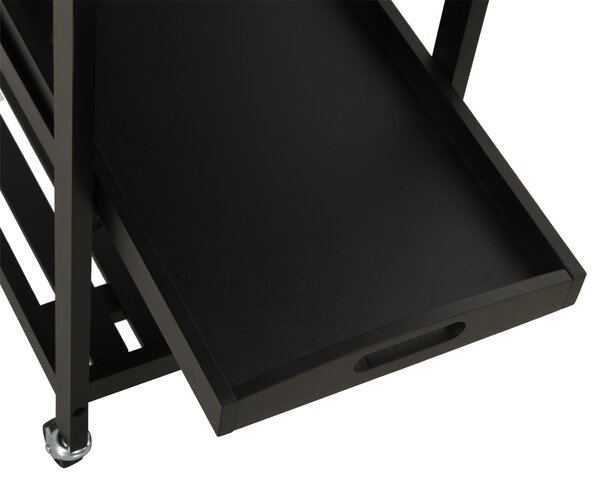 HOMCOM Carrello di Servizio da Cucina con Ruote e Mensola Porta Bottiglie 60L x 40P x 85A cm Piano in Acciaio Inox Nero