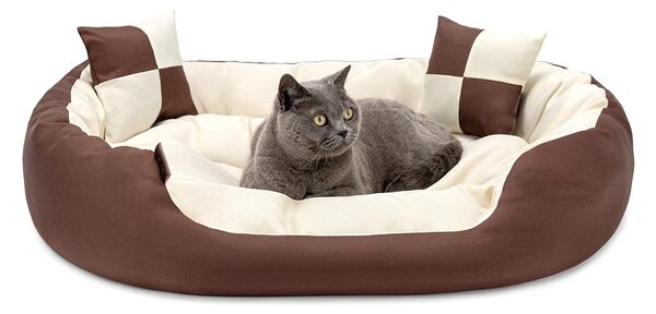 Lettino per gatti lionto, moderno letto 4 in 1 in tessuto Oxford, reversibile, antigraffio e di facile manutenzione, 85x70 cm, marrone/beige