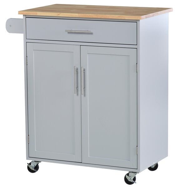 HOMCOM Isola da cucina con carrello da cucina e cassetto di armadio e portastoviglie - grigio