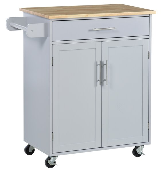 HOMCOM Isola da cucina con carrello da cucina e cassetto di armadio e portastoviglie - grigio