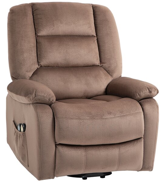 HOMCOM Poltrona releveur elettrica poltrona relaxante schienale reclinabile con poggiapiedi telecomandi 90 x 93 x 110 cm marrone
