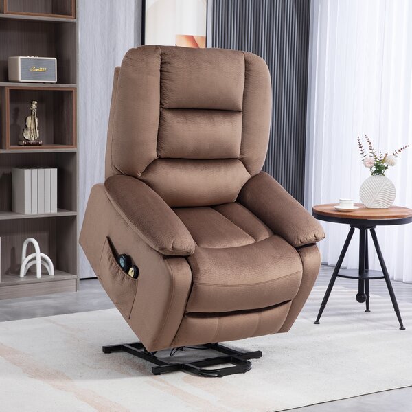 HOMCOM Poltrona releveur elettrica poltrona relaxante schienale reclinabile con poggiapiedi telecomandi 90 x 93 x 110 cm marrone