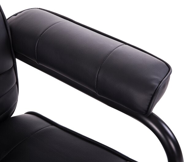 HOMCOM Poltrona Massaggiante e Relax con Poggiapiedi elettrico girevole inclinabile con rivestimento in similpelle Nero