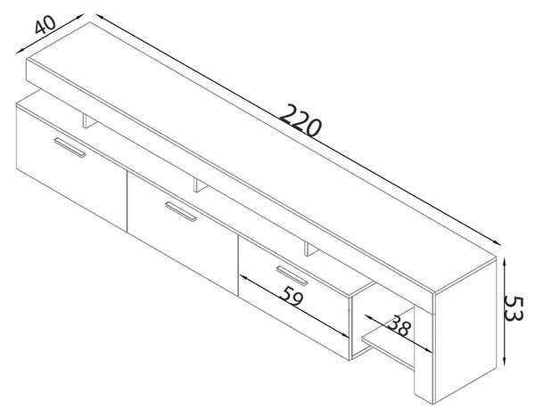 TOKE - porta tv di design con 3 cassetti
