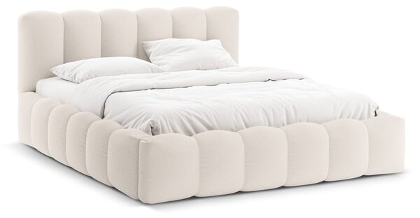 Letto matrimoniale imbottito color crema con contenitore con rete inclusa 180x200 cm Lupine – Micadoni
