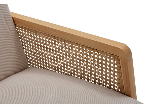 Poltrona con trama beige con rivestimento in velluto a coste Debra – Marckeric
