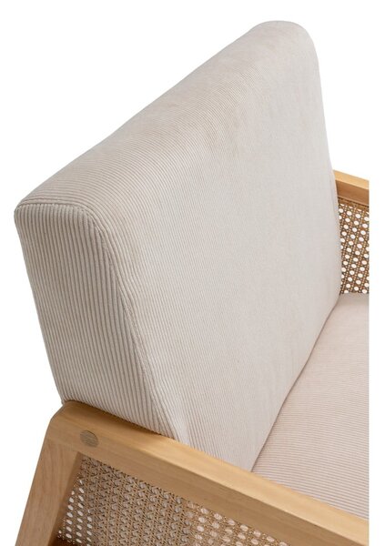 Poltrona con trama beige con rivestimento in velluto a coste Debra – Marckeric