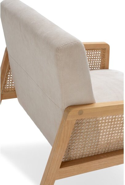 Poltrona con trama beige con rivestimento in velluto a coste Debra – Marckeric