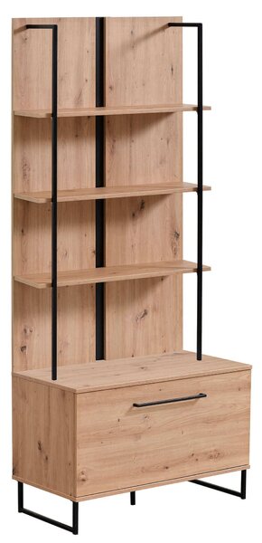 DODO - libreria moderna colore rovere con 4 mensole e un'anta