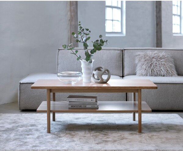 Tavolino con piano in rovere decorato in colore naturale 60x120 cm Ponza - Unique Furniture