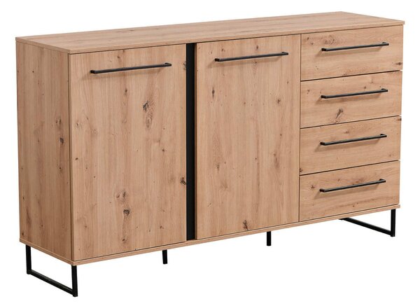 DODO - credenza con 2 ante e 4 cassetti colore rovere