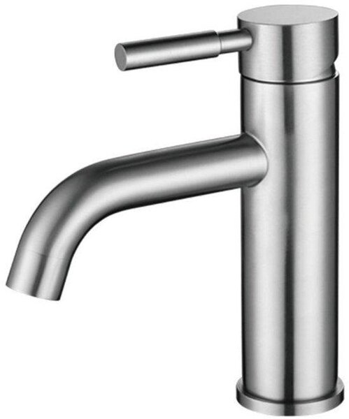 Rubinetto per lavabo - Altezza bocca 5,5 cm - Rubinetto per acqua calda e fredda - Rubinetto monocomando per lavabo - Miscelatore per acqua calda e fredda in acciaio inox spazzolato