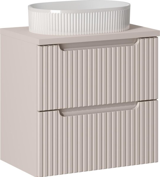 Mobile Bagno 60 Cm Con Piano E Lavabo Ovale Scanalato