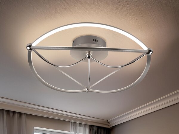 Grande plafoniera a LED CHARIVARI argento opaco, Ø 62 cm