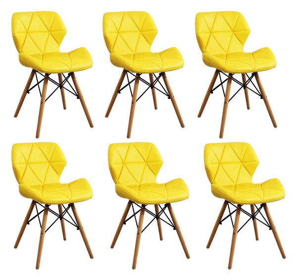 NAOMIE - sedia moderna in ecopelle e legno set da 6