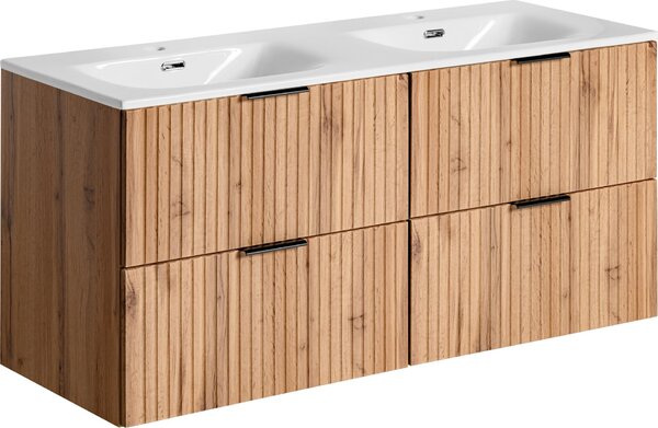 Mobile Bagno 120 Cm Rovere Wotan Con Doppio Lavabo
