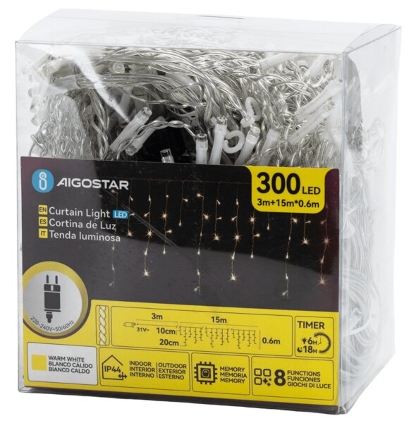 Aigostar - Catena decorativa da esterno LED 75xLED/6W/230V 15x0,6m IP44 bianco caldo