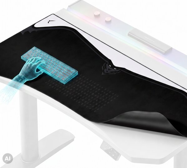 Grande tappetino gaming da scrivania, nero e grigio, 120x52 cm: Diablo X-Forge Black Nightwolf Moon