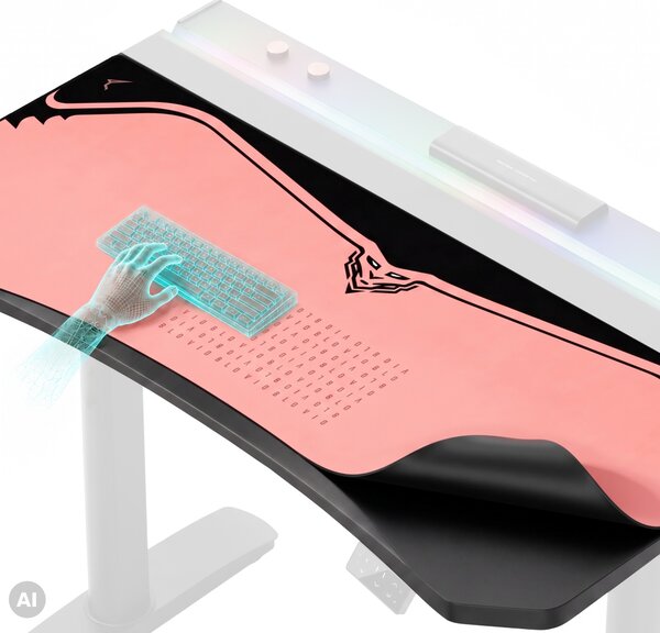 Grande tappetino gaming da scrivania, rosa, 140x52 cm: Diablo X-Forge Akira Pink