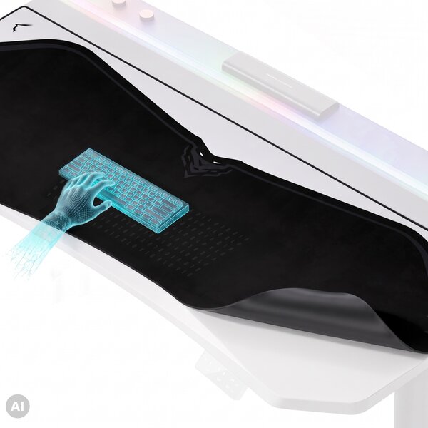 Grande tappetino gaming da scrivania, nero e grigio, 160x60 cm: Diablo X-Forge Black Nightwolf Moon