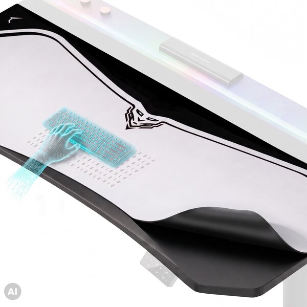 Grande tappetino gaming da scrivania, grigio, 160x60 cm: Diablo X-Forge Nightwolf Moon