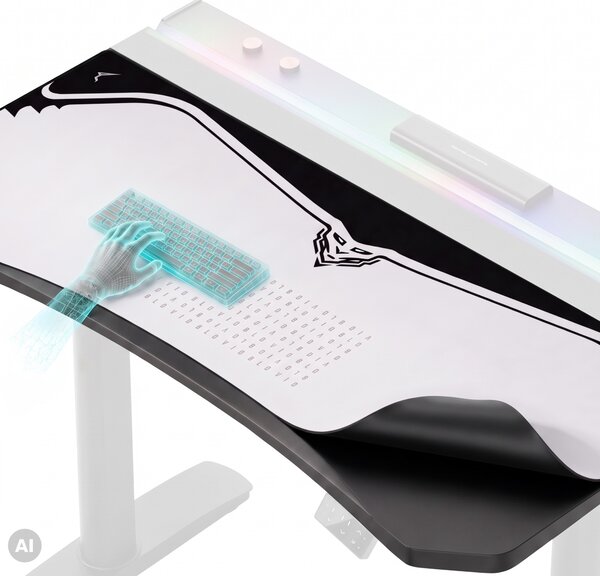Grande tappetino gaming da scrivania, grigio, 140x52 cm: Diablo X-Forge Nightwolf Moon