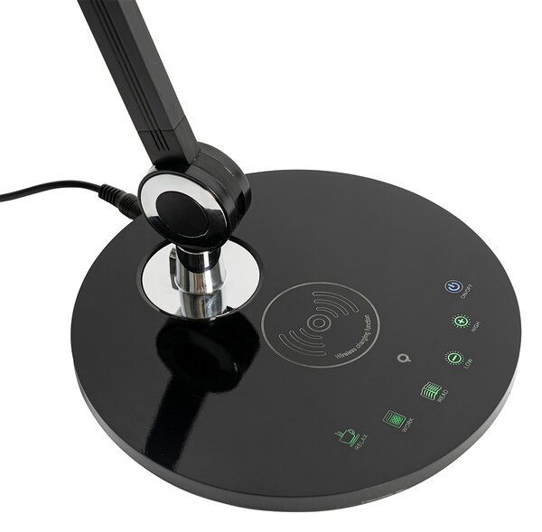 Lampada da tavolo di design nera con LED con sensore touch e ricarica a induzione - Don