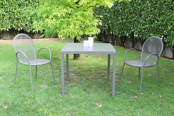INDEX - set tavolo in alluminio cm 80 x 80 x 73h con 2 poltrone Maris